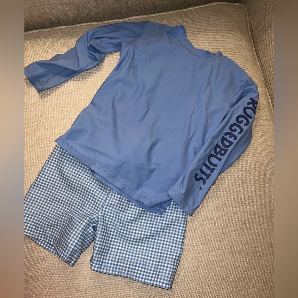 Rugged Butts rash guard and swim trunks